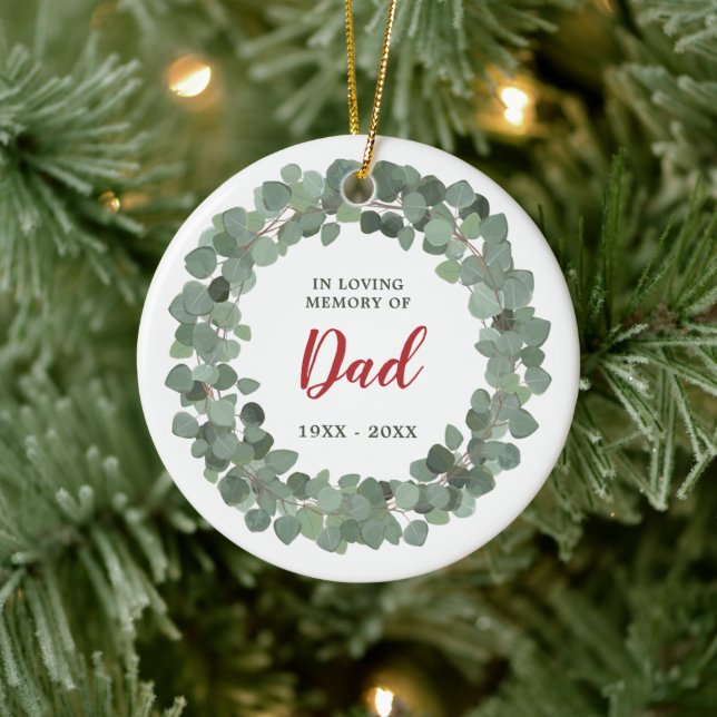 In Loving Memory Of Dad Personalized Greenery Ceramic Ornament (Tree)