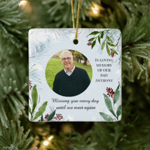 In Loving Memory of Dad Two Photo Memorial Tribute Ceramic Ornament