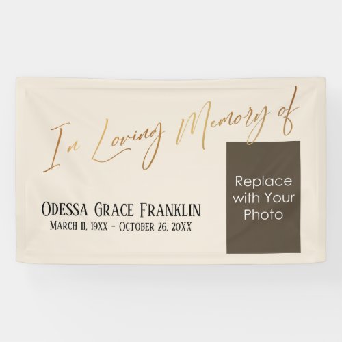 In Loving Memory of Gold on Cream w Photo Space Banner