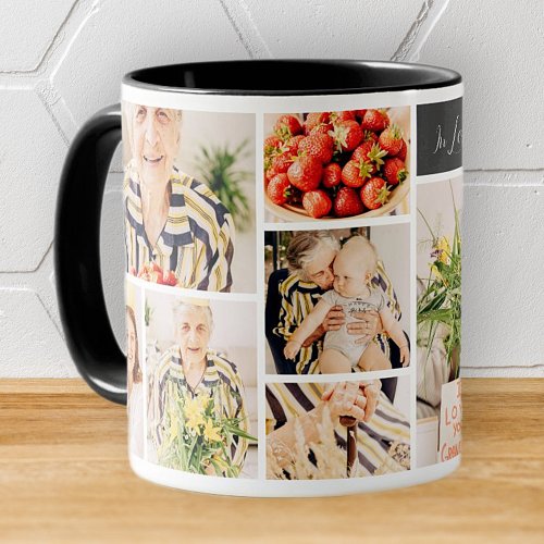 In Loving Memory of Grandma Modern 8 Photo Collage Mug