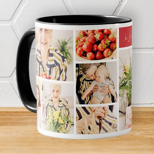 In Loving Memory of Grandma Modern 8 Photo Collage Mug
