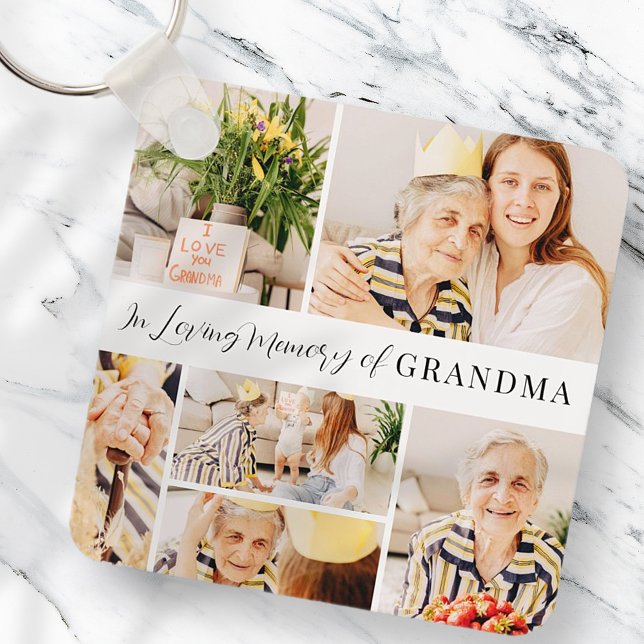 In Loving Memory of Grandma Modern Photo Collage Keychain (Creator Uploaded)
