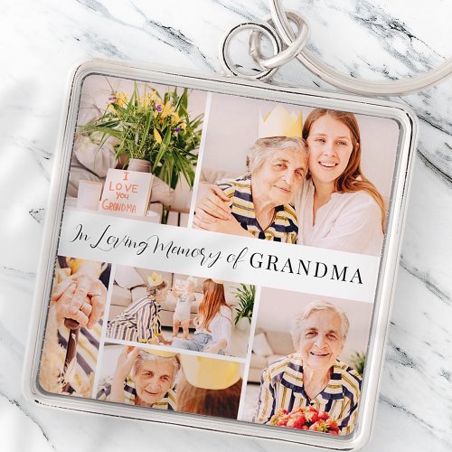 In Loving Memory of Grandma Modern Photo Collage Keychain