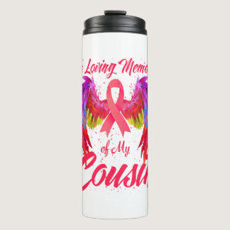 In Loving Memory Of My Cousin Wings Breast Cancer Thermal Tumbler