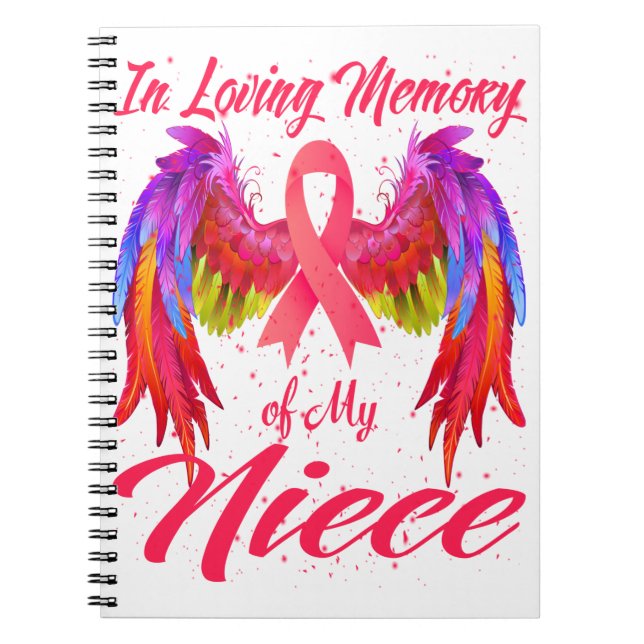 In Loving Memory Of My Niece Wings Breast Cancer Notebook (Front)