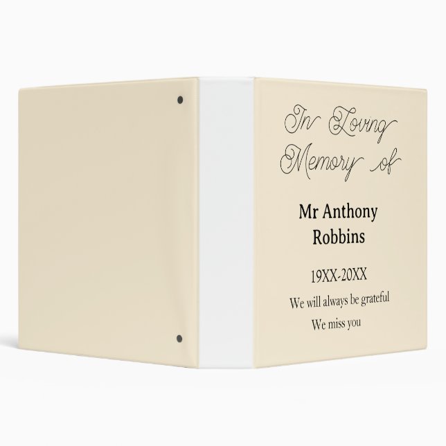 In Loving memory of name funeral memory keepsake 3 Ring Binder (Background)