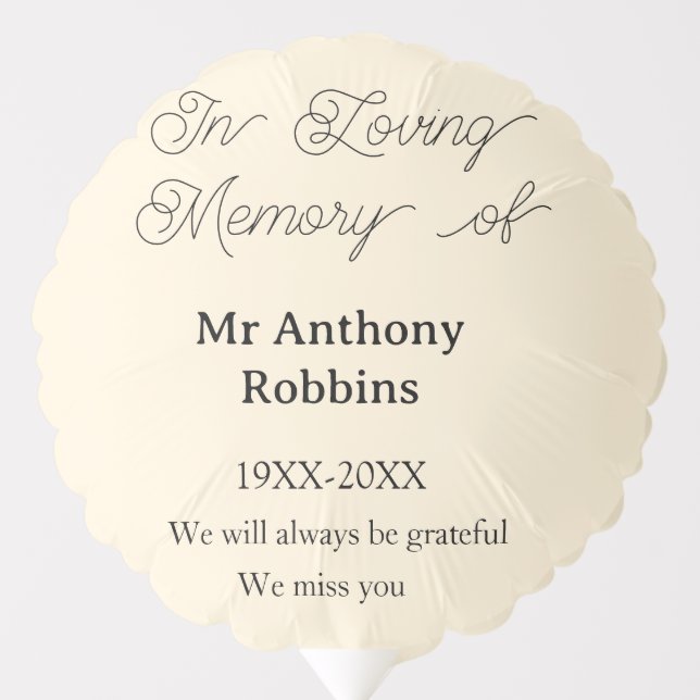 In Loving memory of name funeral memory keepsake Balloon (Front)