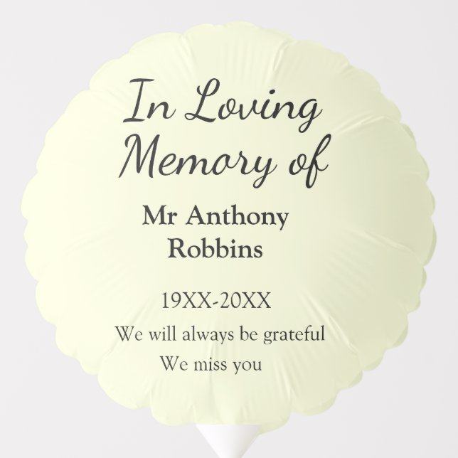 In Loving memory of name funeral memory keepsake Balloon (Front)