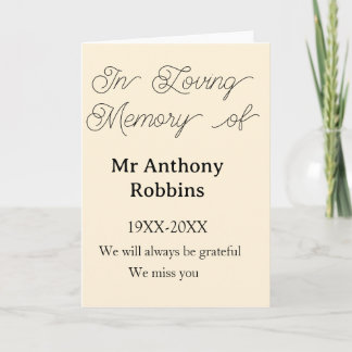 In Loving memory of name funeral memory keepsake Card