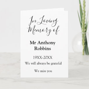 In Loving memory of name funeral memory keepsake Card