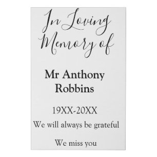 In Loving memory of name funeral memory keepsake Faux Canvas Print