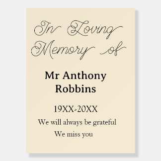 In Loving memory of name funeral memory keepsake Foam Board