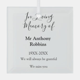 In Loving memory of name funeral memory keepsake Glass Ornament