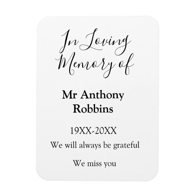 In Loving memory of name funeral memory keepsake Magnet (Vertical)