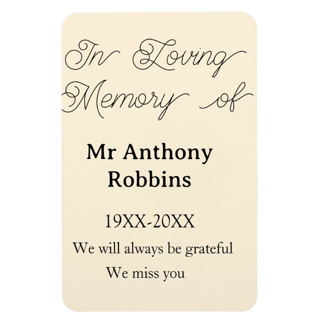 In Loving memory of name funeral memory keepsake Magnet (Vertical)