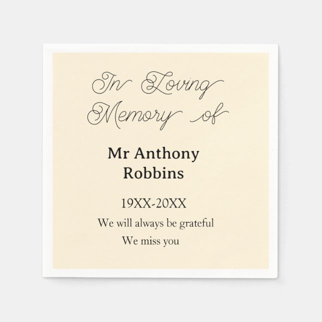 In Loving memory of name funeral memory keepsake Napkins (Front)