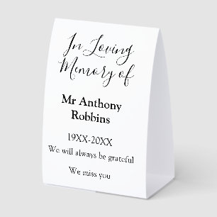 In Loving memory of name funeral memory keepsake Paper Table Tent