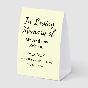 In Loving memory of name funeral memory keepsake Paper Table Tent