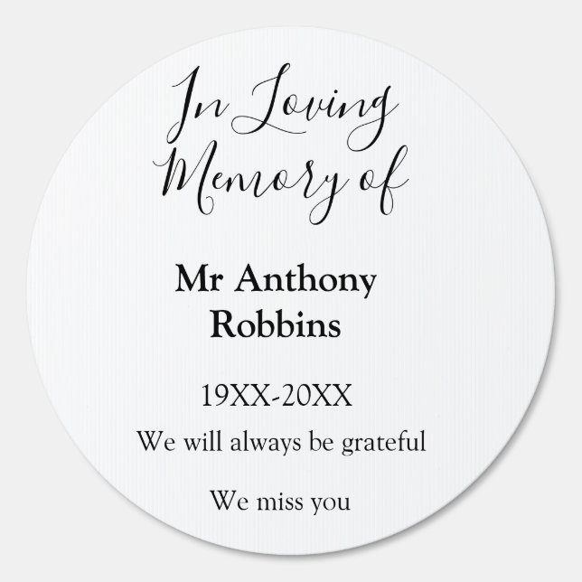 In Loving memory of name funeral memory keepsake Sign (Front)