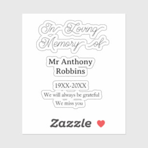 In Loving memory of name funeral memory keepsake Sticker