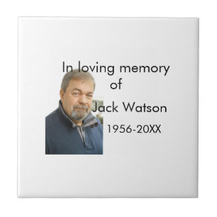 In loving memory of name year photo modern funeral ceramic tile