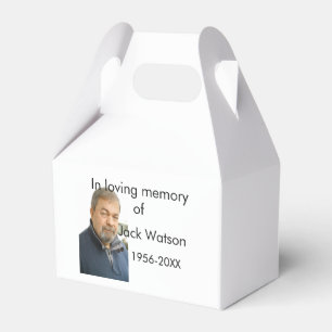 In loving memory of name year photo modern funeral favor boxes