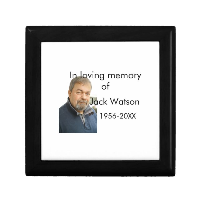 In loving memory of name year photo modern funeral gift box (Front)