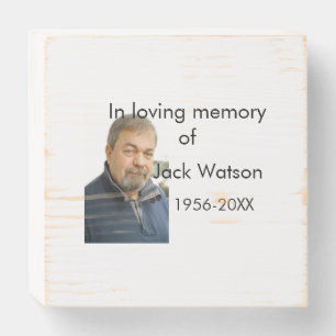 In loving memory of name year photo modern funeral wooden box sign