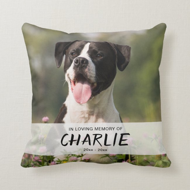 In Loving Memory of Pet Personalized Name Photo Throw Pillow