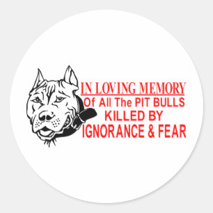 IN LOVING MEMORY OF PIT BULLS CLASSIC ROUND STICKER