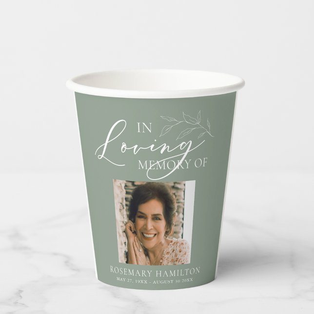 In Loving Memory of Sage Green Memorial Funeral Paper Cups (Creator Uploaded)