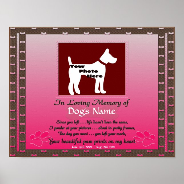 In Loving Memory of Your Dog Pink Female Dog Poster (Front)