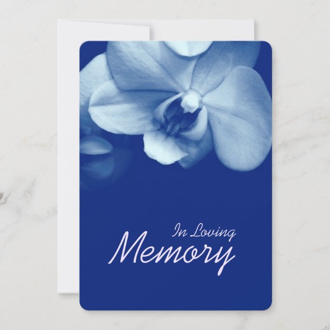 In Loving Memory Orchid 6 Blue Funeral Card (Front)