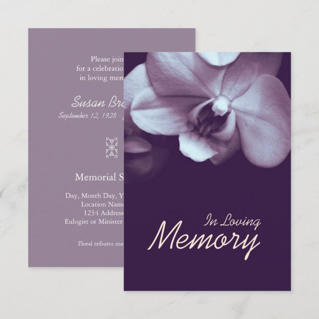In Loving Memory Orchid DP Funeral Announcement (Front/Back)