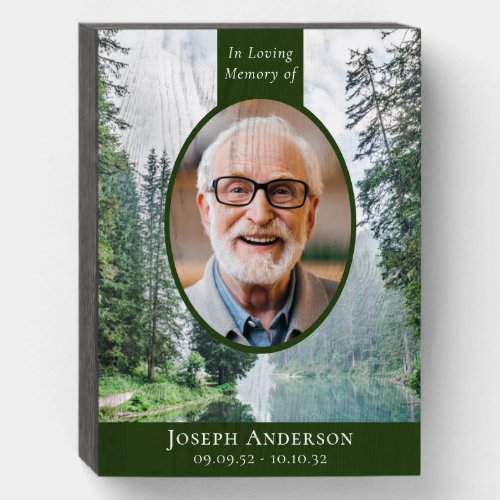 In Loving Memory Oval Photo Forest Memorial Wooden Box Sign