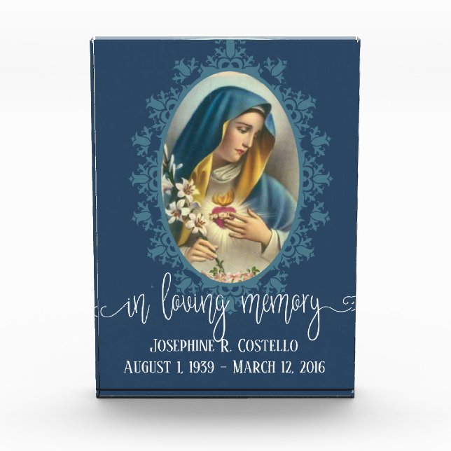 In Loving Memory Overylay | Sorrowful Virgin Mary Photo Block (Front)