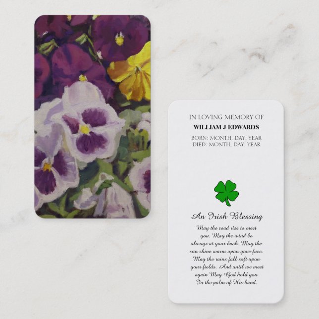 In Loving Memory Pansy Flower Sympathy Card (Front/Back)