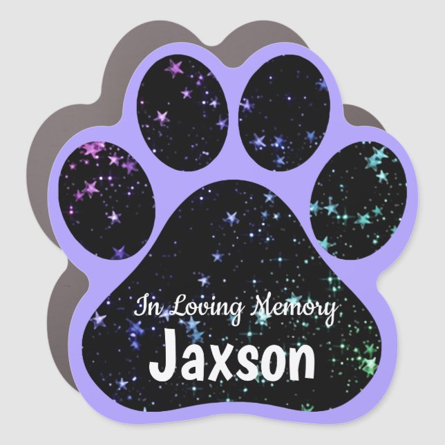 In Loving Memory Paw Print Pet Memorial Car Magnet (Front)