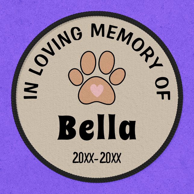 In Loving Memory Paw Print with Heart Iron On Patch (Creator Uploaded)