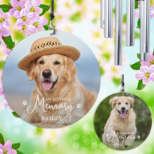 In Loving Memory _ Paw Prints Pet Dog 2 Photo Wind Chime