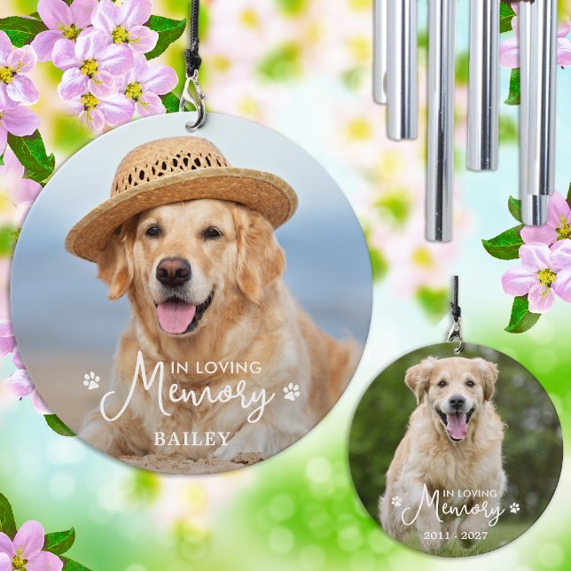 In Loving Memory - Paw Prints Pet Dog 2 Photo Wind Chime (Creator Uploaded)