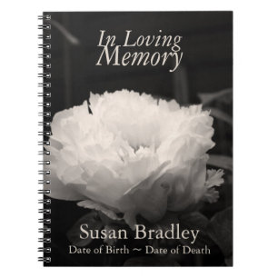In Loving Memory Peony Funeral NoteBook