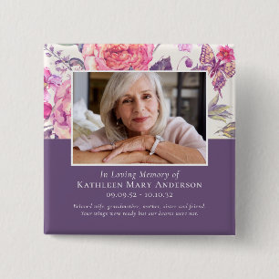 In Loving Memory Peony Photo Tribute  Button
