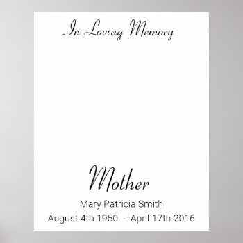 In Loving Memory Personalize  Poster by vaughnsuzette at Zazzle