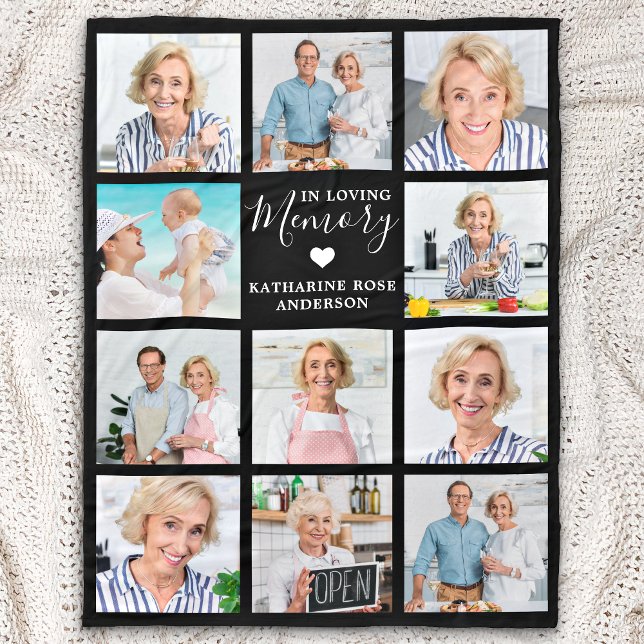 In Loving Memory Personalized 11 Photo Memorial Fleece Blanket (Creator Uploaded)
