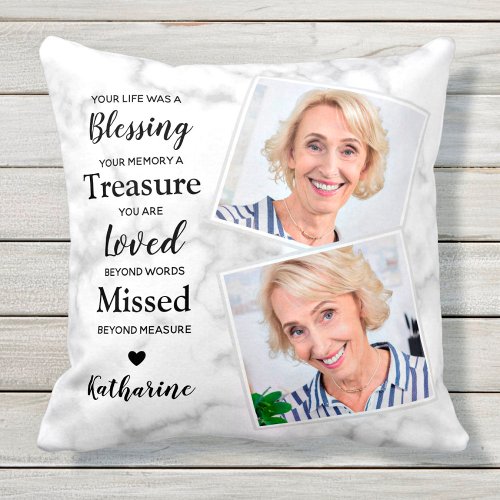 In Loving Memory Personalized 2 Photo Memorial Throw Pillow