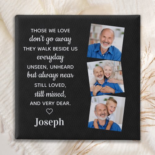 In Loving Memory Personalized 3 Photo Memorial Button