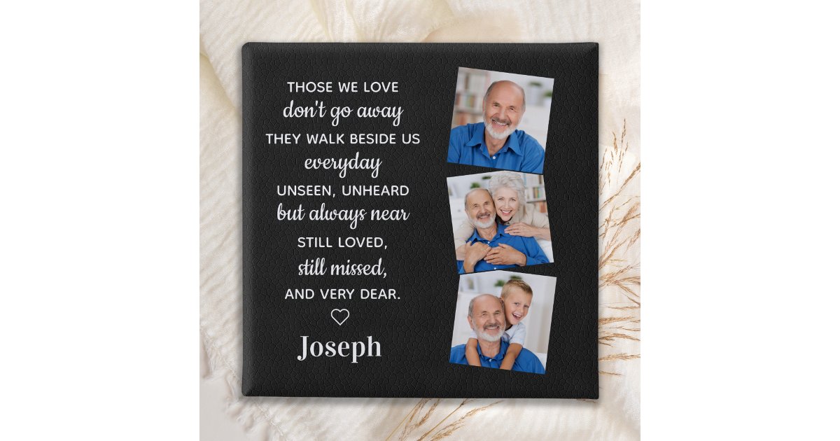 In Loving Memory Personalized 3 Photo Memorial Button | Zazzle
