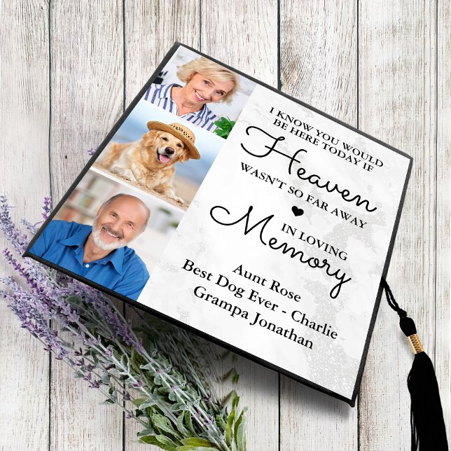 In Loving Memory Personalized 3 Photo  Memorial Graduation Cap Topper (Creator Uploaded)
