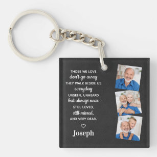 In Loving Memory Personalized 3 Photo Memorial Keychain